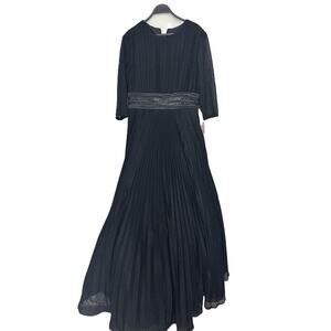 New Mac Duggal Black Embellished Waistband Pleated Dress 30700 Size 12